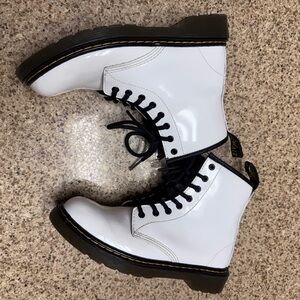 Dr. Martens 1460 Patent Leather White and Black Kids Boots